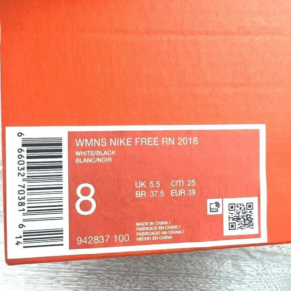 Nike Free RN 2018 Women's Running Shoes Size 8 White NEW - Picture 14 of 14